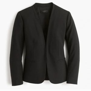 J Crew Collarless Blazer Jacket in Italian Stretch Wool Black Sz 2 Style E4776